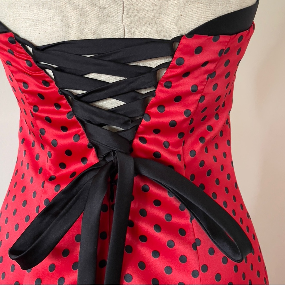 Vintage 90s Polka Dot Lace-Up Party Dress Zum Zum Niki Livas  Size 3-4 Fits: 00 - Picture 5 of 16